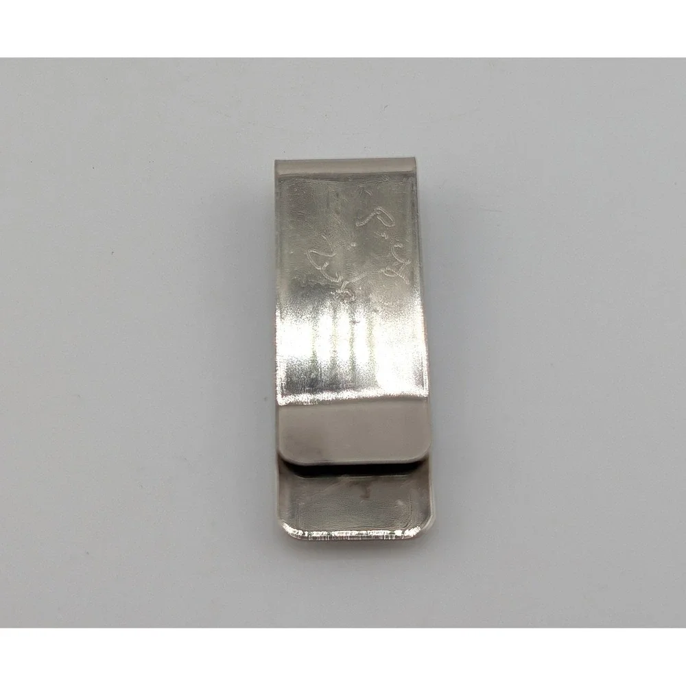 Navajo‎ Sterling Silver Malachite Inlay Money Clip Men's Handmade Accessories **